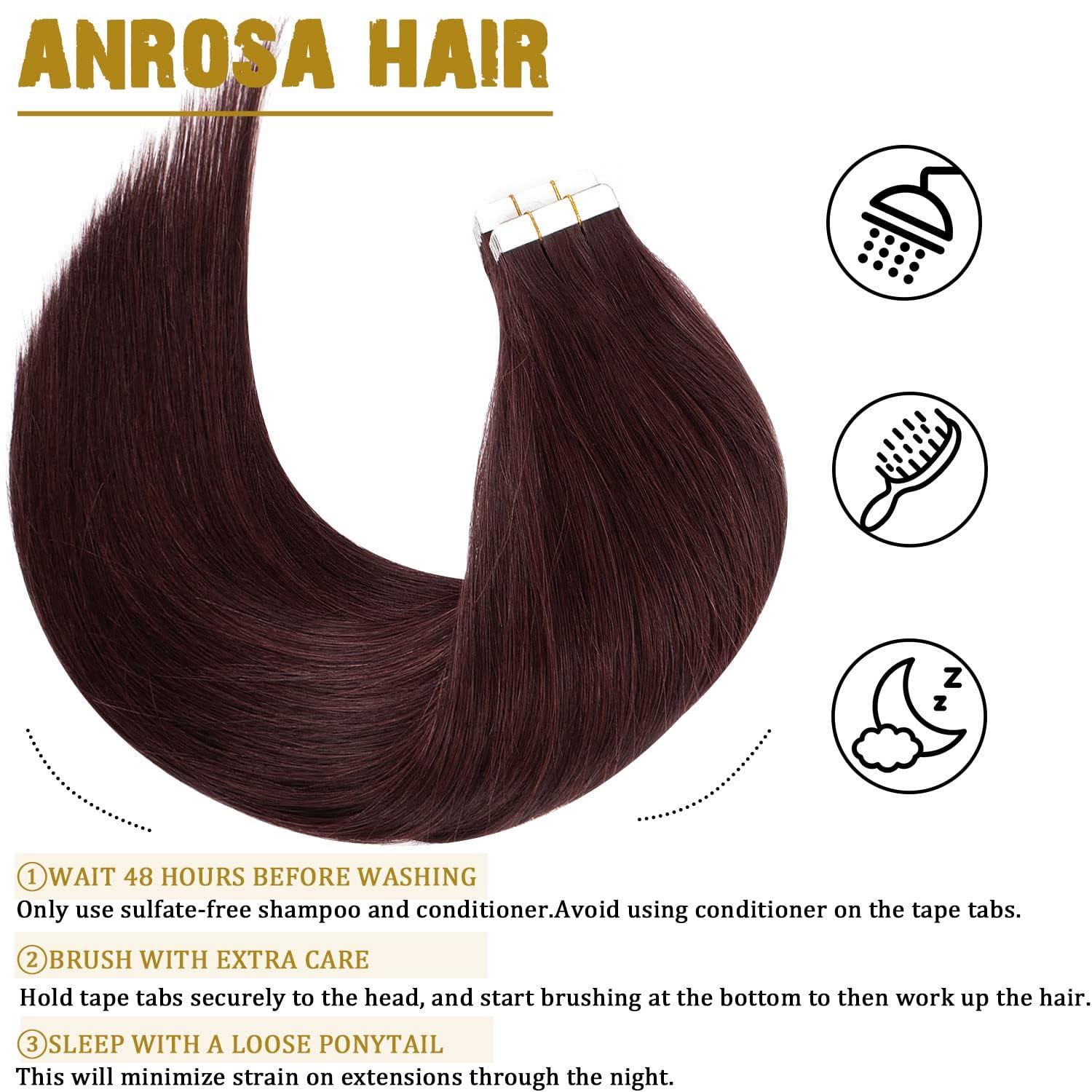 Anrosa Extensiones de cabello humano Remy sin costuras de 22 pulgadas, color #99J, color rojo vino burdeos, doble cara, 20 unidades, 1.76 onzas,