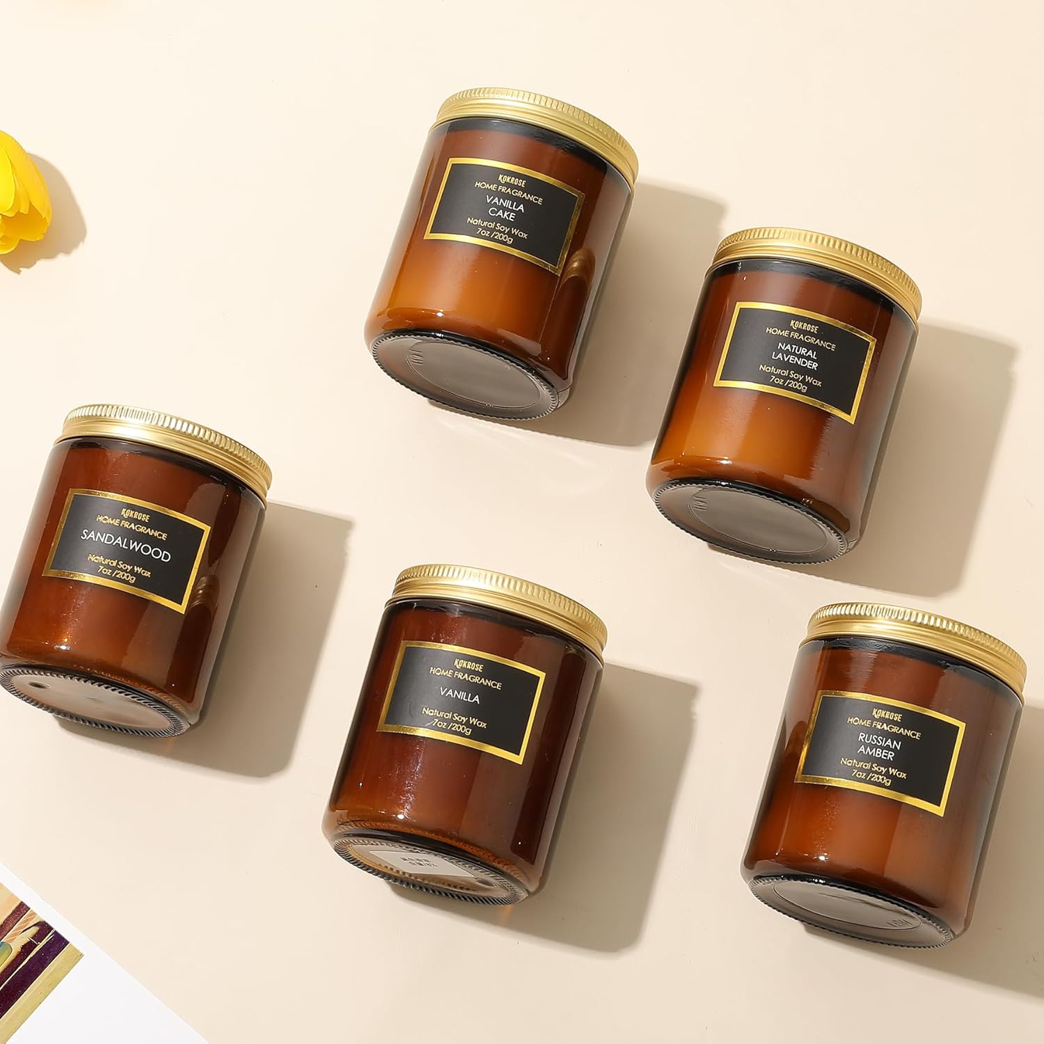 Vela de sándalo en tarro marrón de aromaterapia, cera de soja 100% natural, bonita vela para aliviar el estrés para mujeres, vela de sándalo para