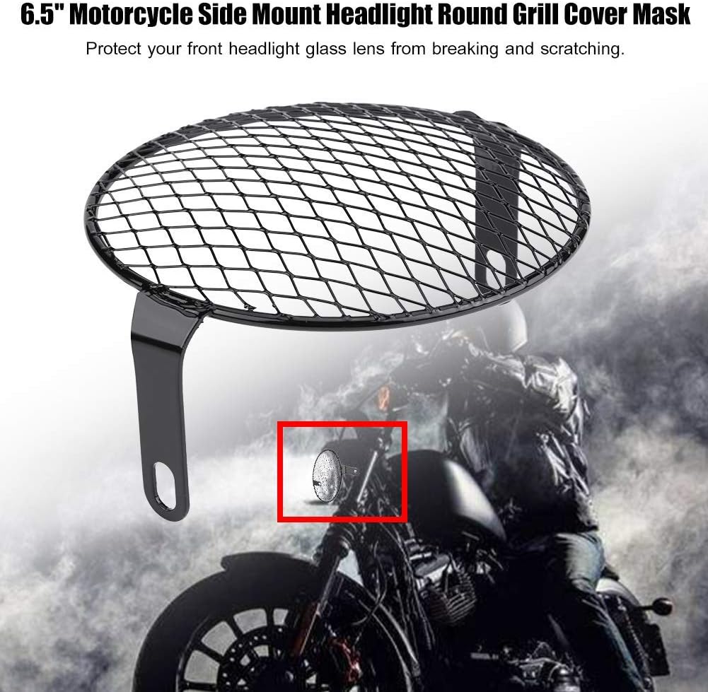 Cubierta universal para parrilla de faros delanteros de motocicleta de 6.5 pulgadas para Cruiser Chopper Cafe Racer (#)