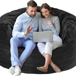 Puf gigante de 5 pies, relleno de espuma viscoelástica con funda de terciopelo, funda extraíble y lavable a máquina, puf para adultos, color negro Puf gigante de 5 pies, relleno de espuma viscoelástica con funda de terciopelo, funda extraíble y lavable a máquina, puf para adultos, color negro