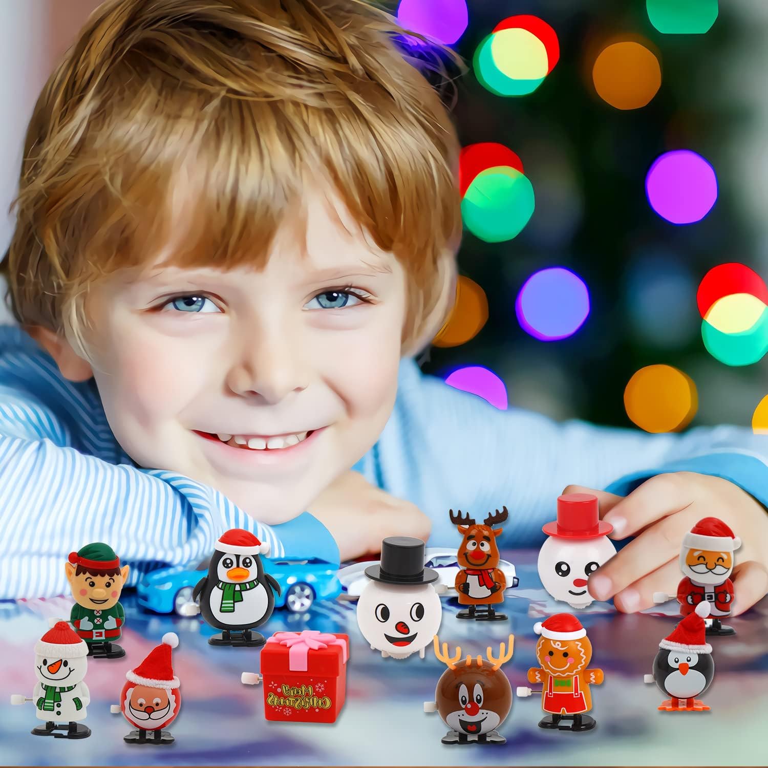 CCINEE 12 paquetes de juguetes de Navidad para decoración de Navidad, juguetes de relojería, rellenos de calcetines para fiesta de Navidad, relleno