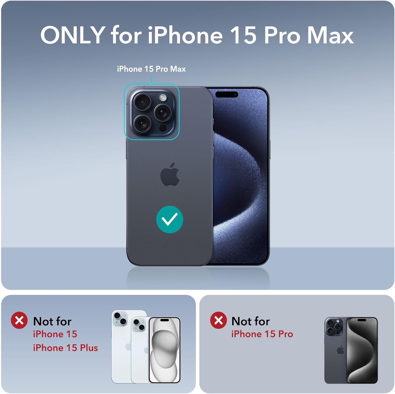 ESR Funda para iPhone 15 Pro Max, compatible con MagSafe, funda protectora de grado militar, funda de teléfono con soporte integrado, cubierta