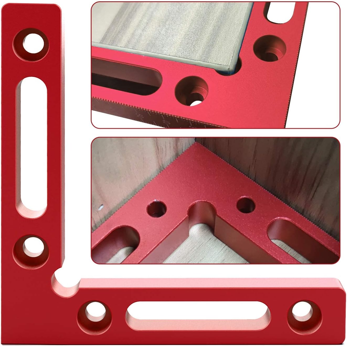 2 cuadrados de posicionamiento de aleación de aluminio de 90 grados, abrazaderas de ángulo recto de 4.7 x 4.7 pulgadas, herramienta de carpintería