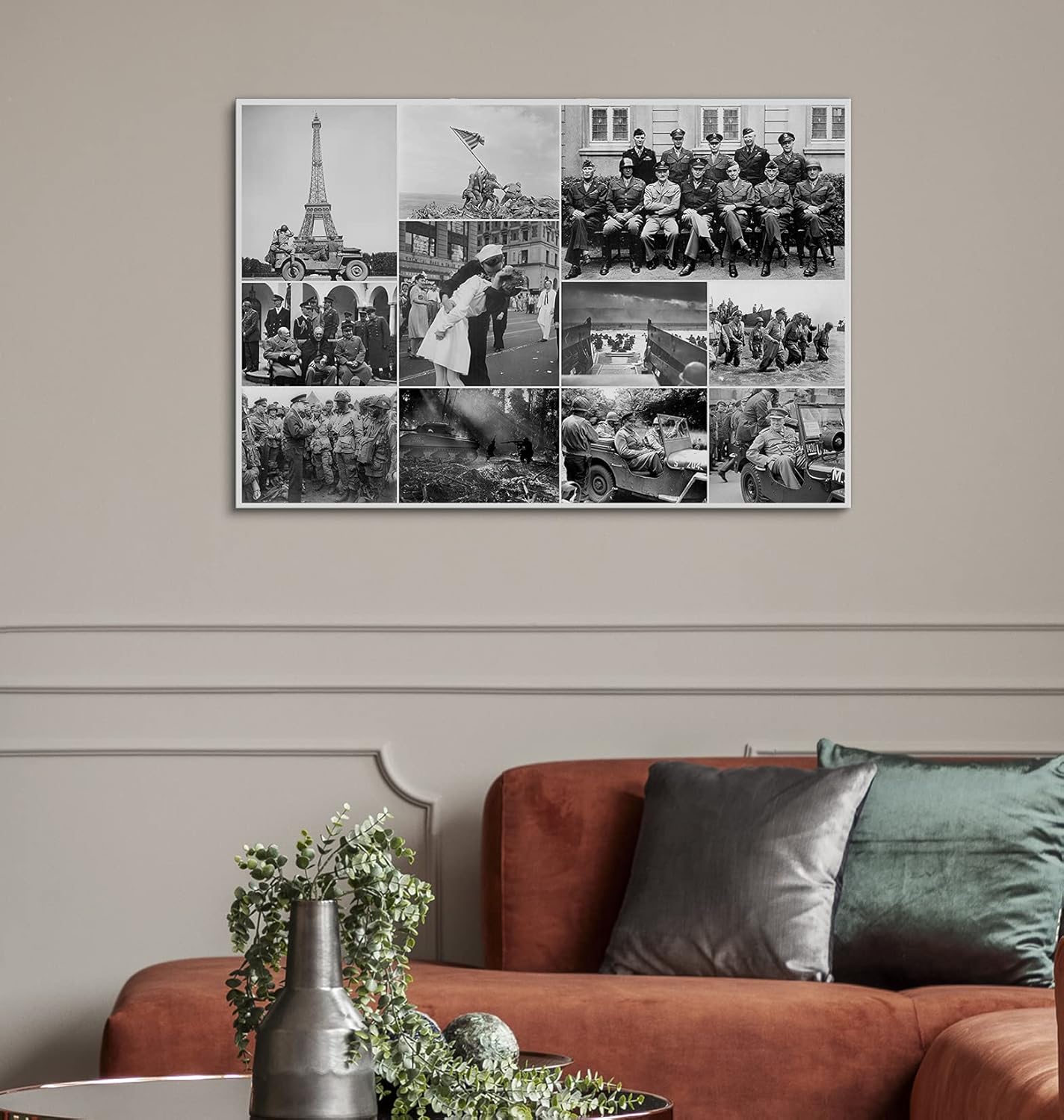 artprints1stop Lienzo impreso para pared, collage de fotografía de la Segunda Guerra Mundial, 36 x 24 pulgadas
