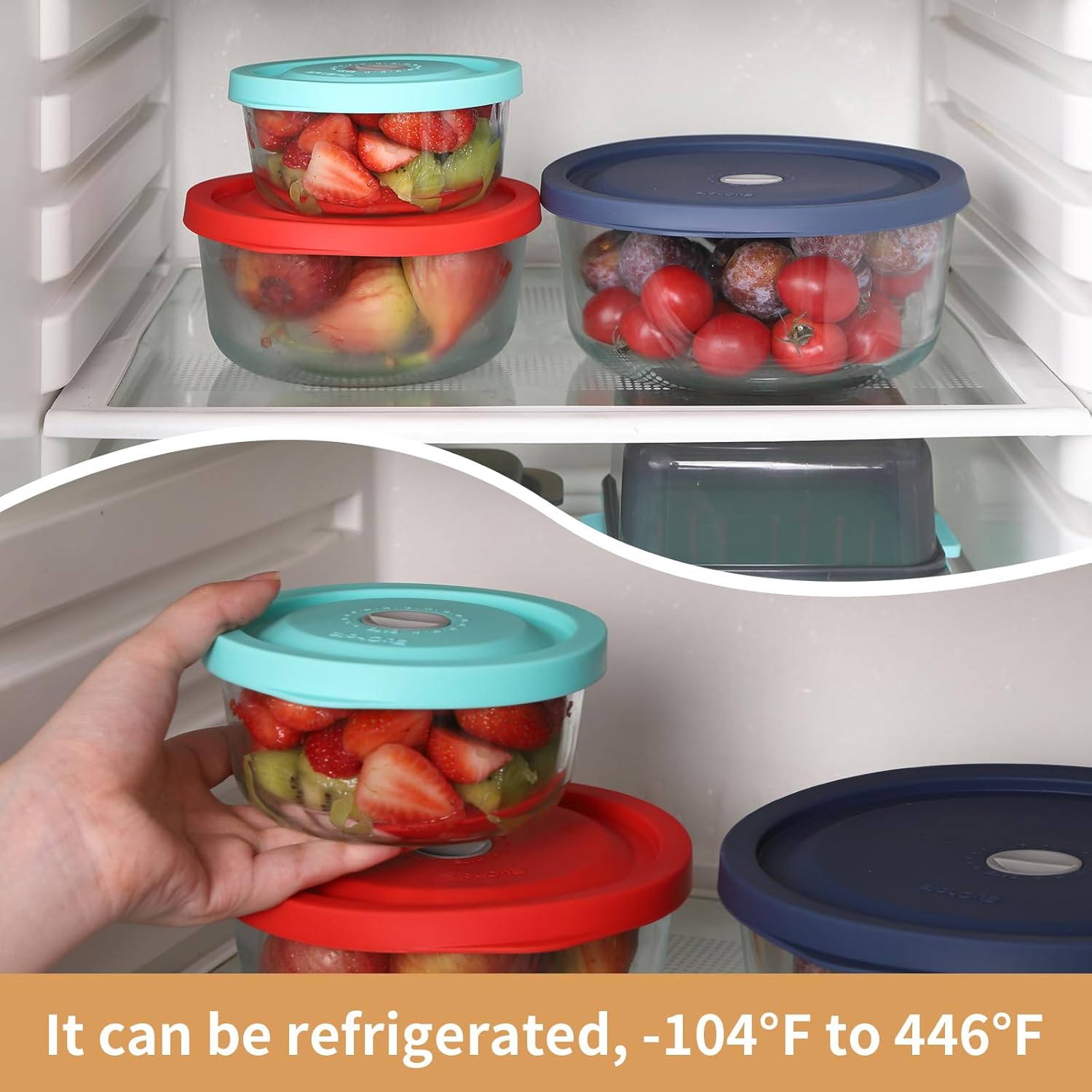 Tapas de repuesto para Pyrex 7200-PC de 2 tazas, tapa redonda de almacenamiento de silicona para cuenco de vidrio de ancla, paquete de 4, color beige