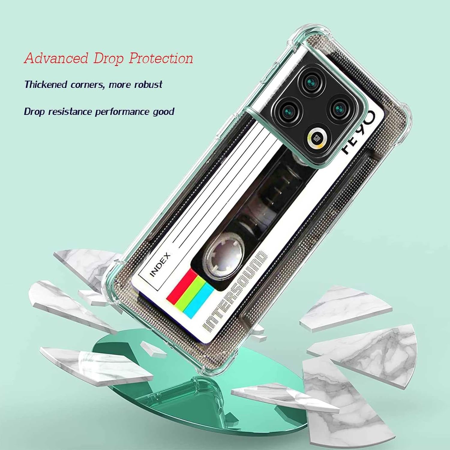 Diseñado para OnePlus 10 Pro 5G, cinta de cassette retro 80s 90s Music Mixtape patrón clásico para OnePlus Case hombres mujeres, funda de TPU suave