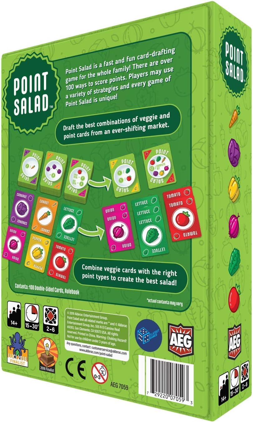Alderac Entertainment Group (Aeg) & Flatout Games  Point Salad – Juego de cartas galardonado para toda la familia  Fácil de aprender  Rápido de