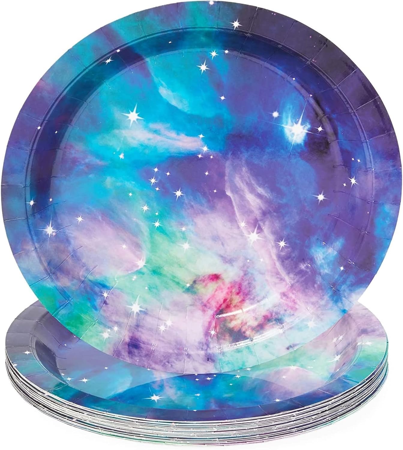 168 piezas de suministros de fiesta de galaxia con platos de papel, servilletas, tazas y cubiertos para decoraciones de fiesta de cumpleaños del