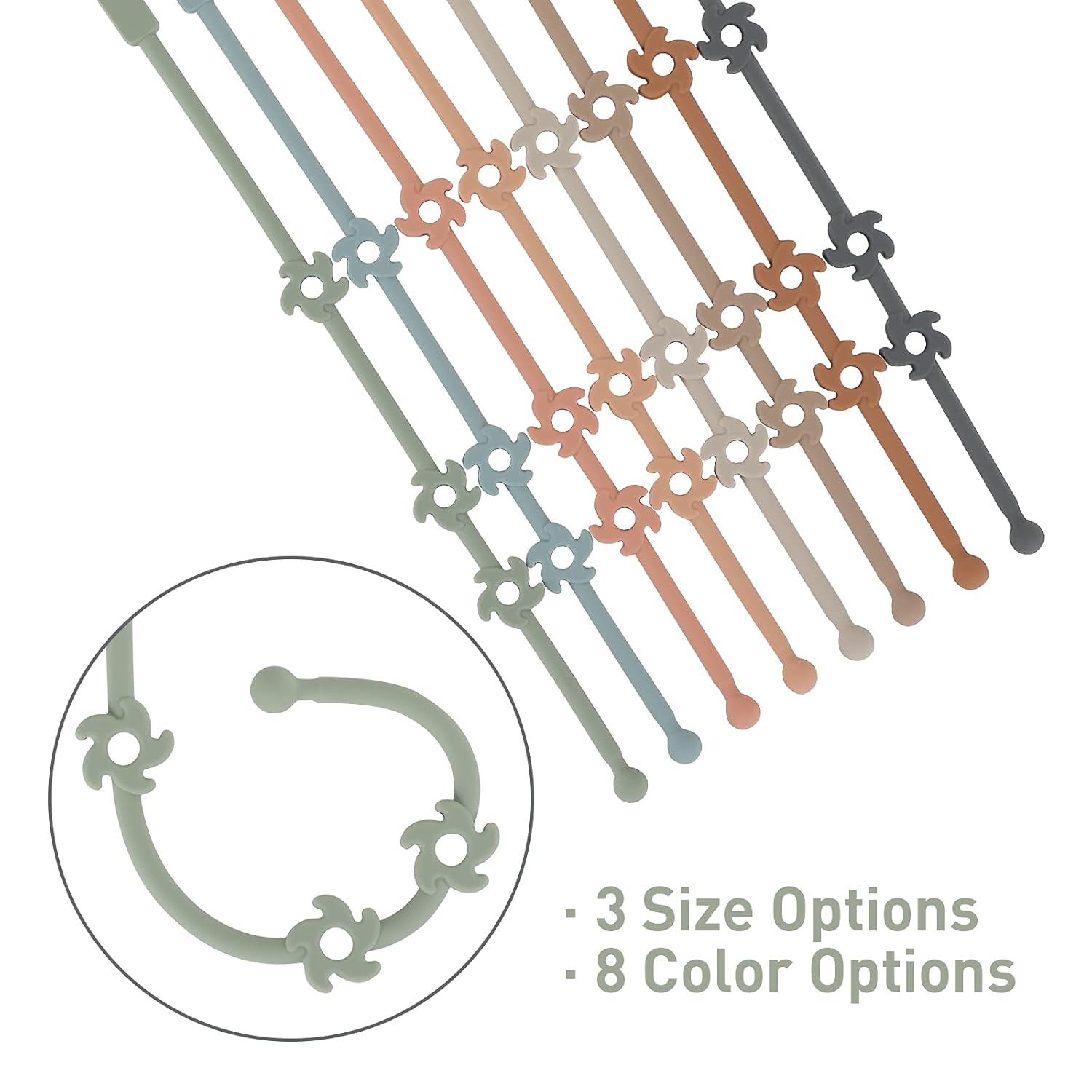 Correas de seguridad de juguete, clips de silicona de grado alimenticio para chupete, correa elástica ajustable para cochecitos, silla alta, cunas,
