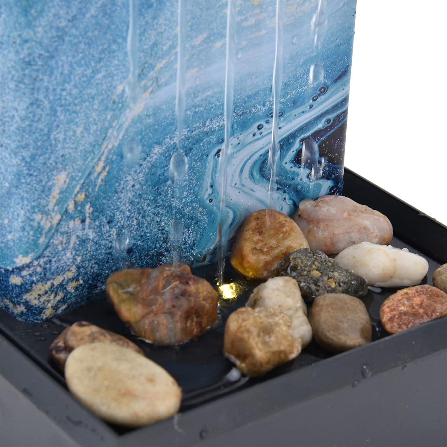 Fuente de mesa LED, fuente de agua de mármol USB de 3 V, fuente de mesa LED con piedras para decoración de mesa de oficina en casa