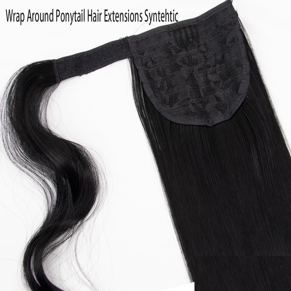 Extensión de cola de caballo larga y recta con clip, extensión de cola de caballo sintética envolvente, extensiones de cabello con clip en cola de