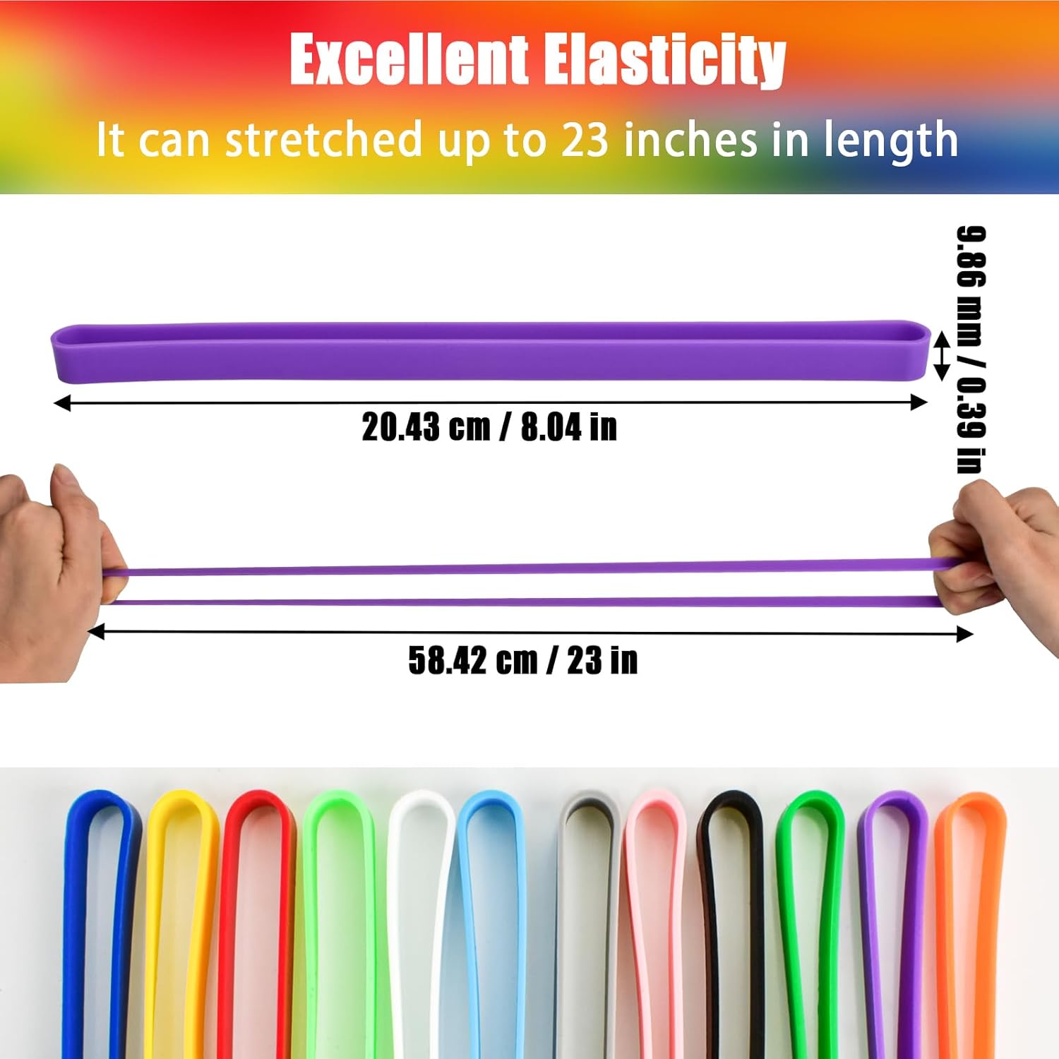 12 bandas de toalla  Bandas coloridas de toalla de playa de 8 pulgadas, bandas de goma de silicona para suministros de oficina, bandas elásticas