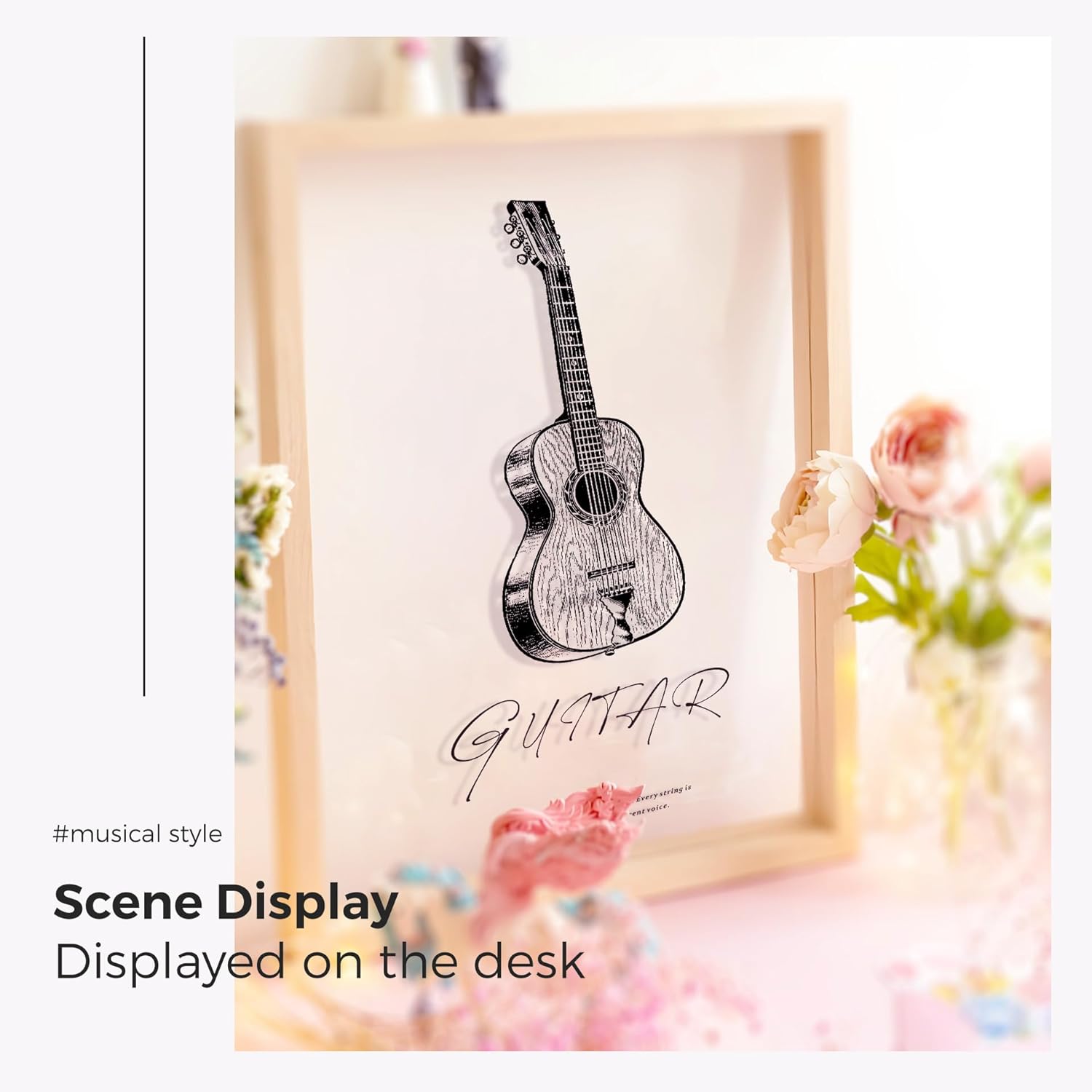 Póster artístico de pared de guitarra, instrumento musical, impresión artística de guitarra, pintura para decoración de pared, enmarcado, 12 x 16