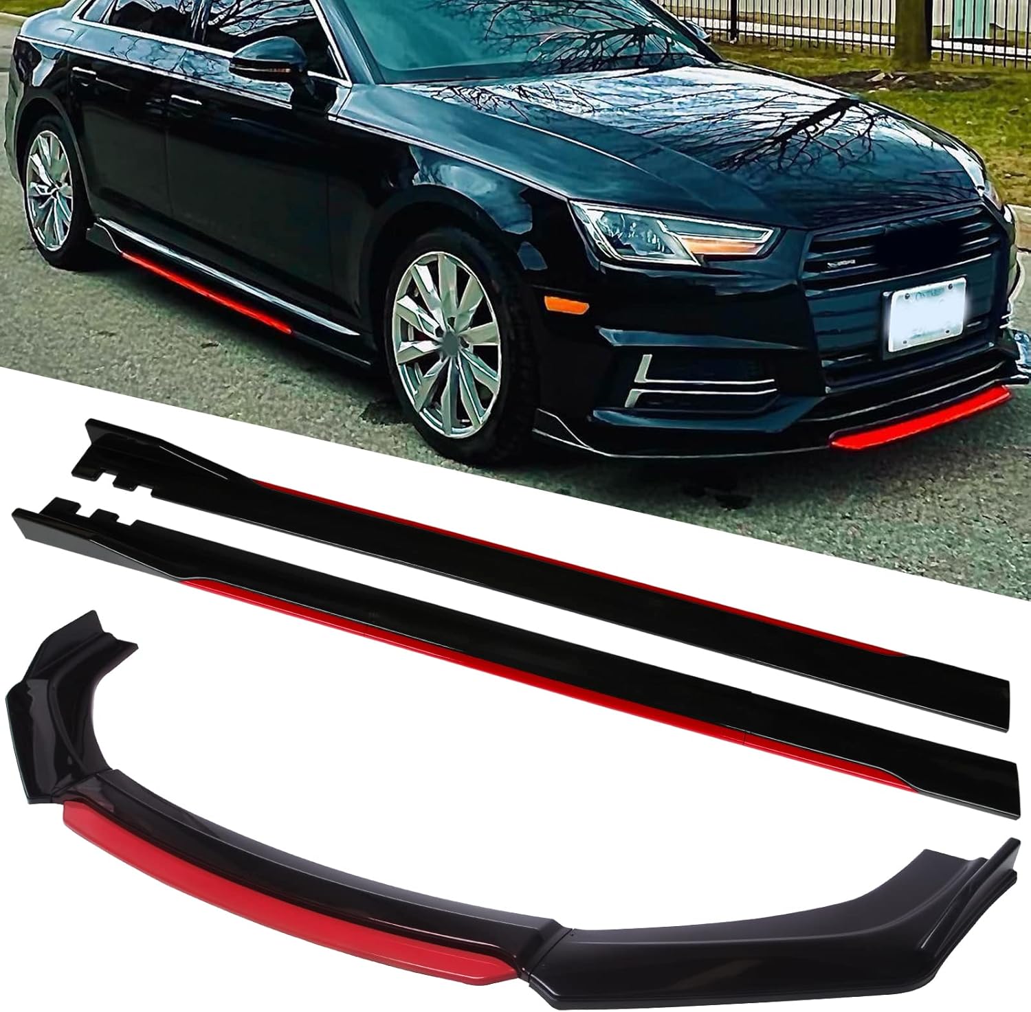 Alerón universal para parachoques delantero, difusor de alerón de barbilla, protector de ala protectora, kit de carrocería de coche con extensión de