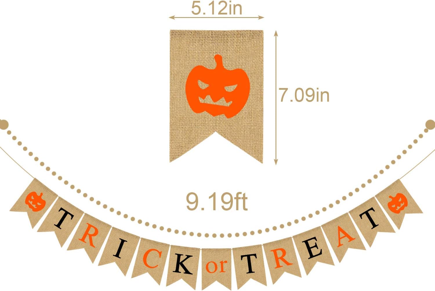 Cartel de arpillera de yute con calabaza para fiesta de Halloween, mantel de chimenea, decoración de guirnalda de chimenea