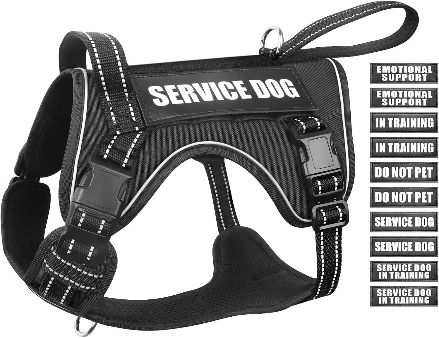 WINSEE Arnés táctico para perro, arnés sin tirones para perros medianos y grandes con asa y Molle, arnés de servicio militar para perros pequeños