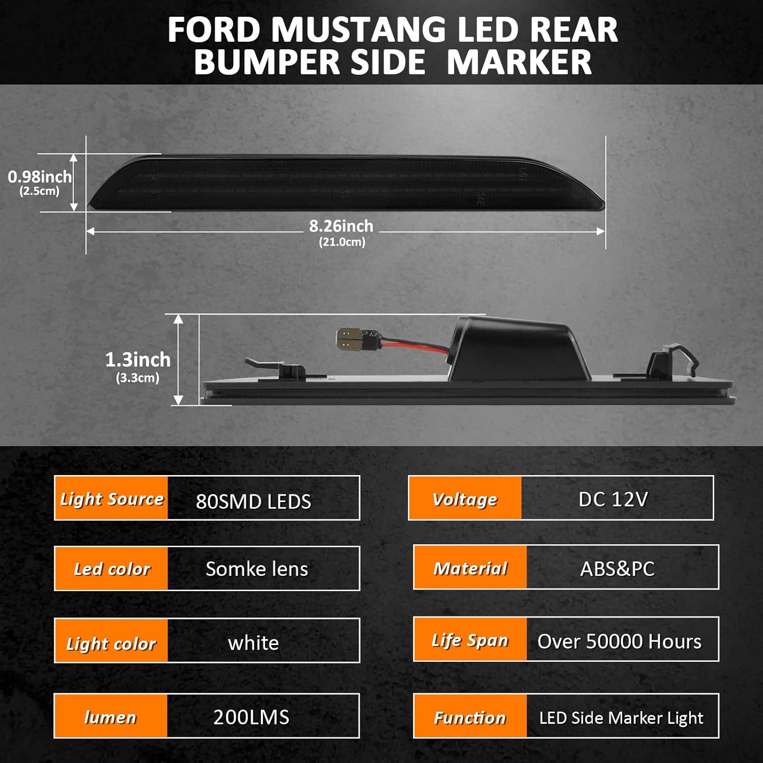 Bestview Accesorios de luces LED de posición laterales traseras para Ford Mustang 2015-2022, doble fila blanca para guardabarros trasero trasero