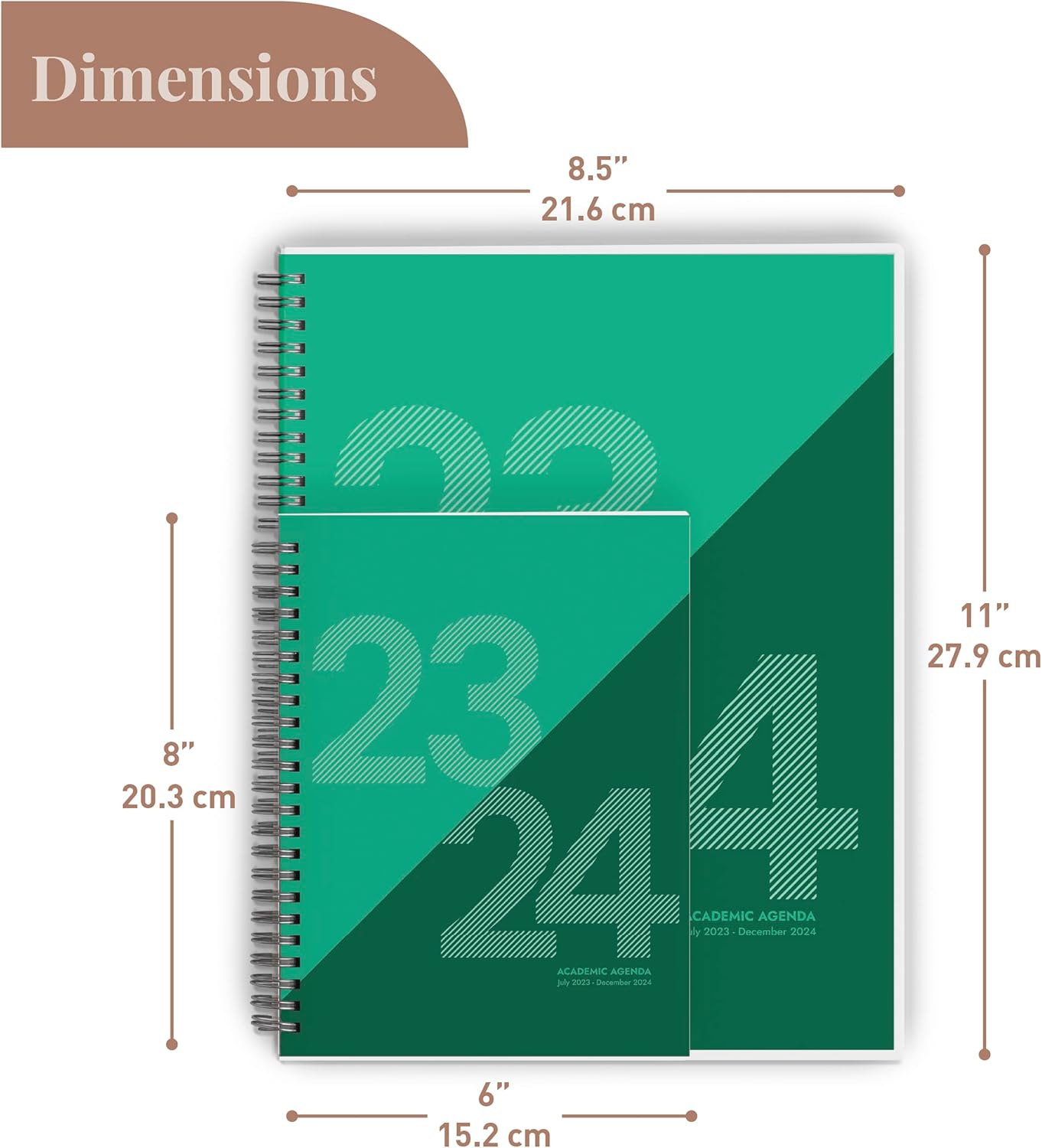 Rileys Planner 2023-2024 – Agenda semanal académica de 18 meses, agenda semanal y mensual geográfica, cubierta flexible, páginas de notas,