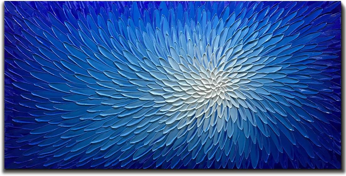 Amei Pinturas artísticas, 24 x 48 pulgadas, pintura al óleo de flores, pinturas 3D pintadas a mano sobre lienzo, arte abstracto, arte de madera en