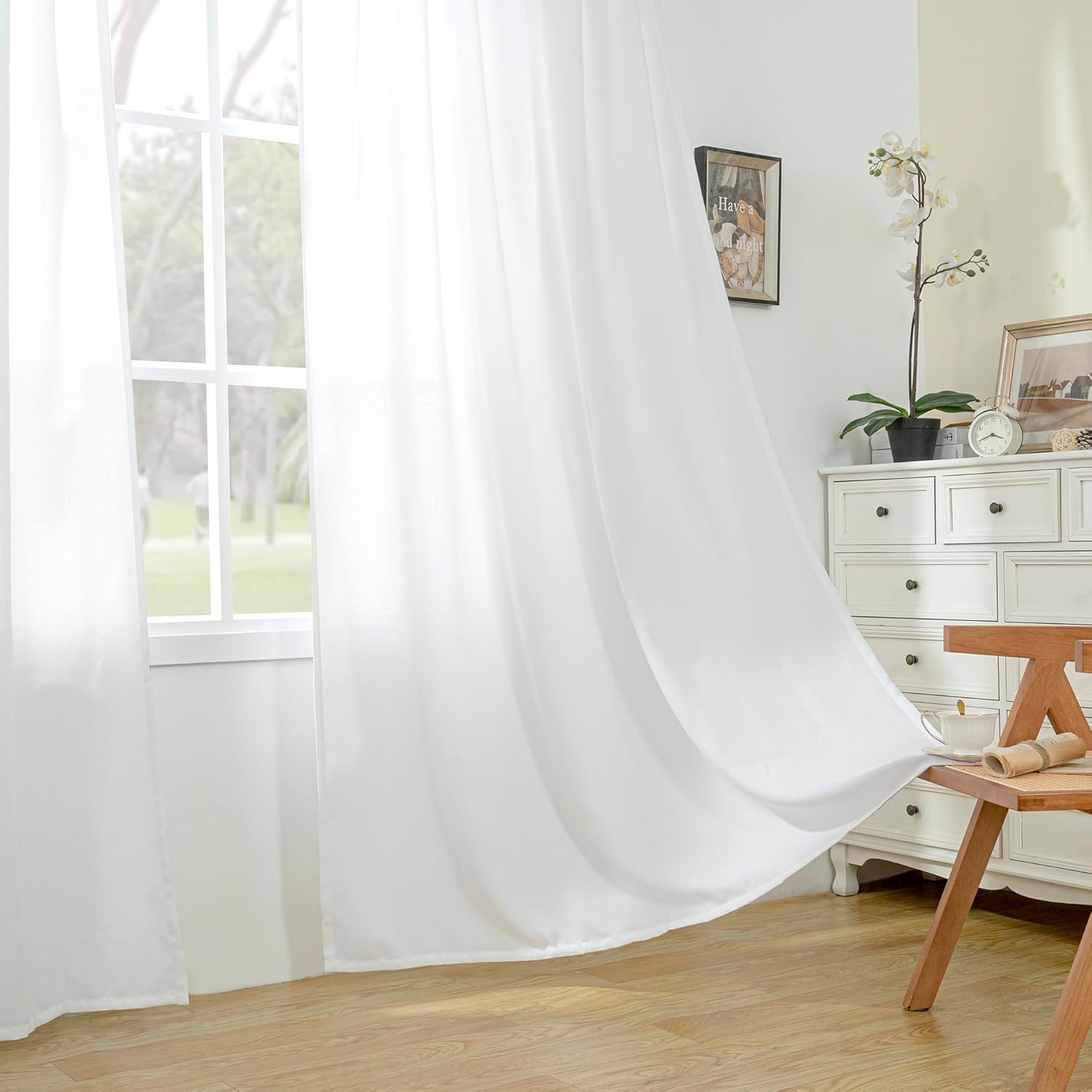 BGment Cortinas de lino de 120 pulgadas de largo, cortinas de longitud hasta el suelo, 2 paneles de arpillera, cortinas de ventana extra largas para