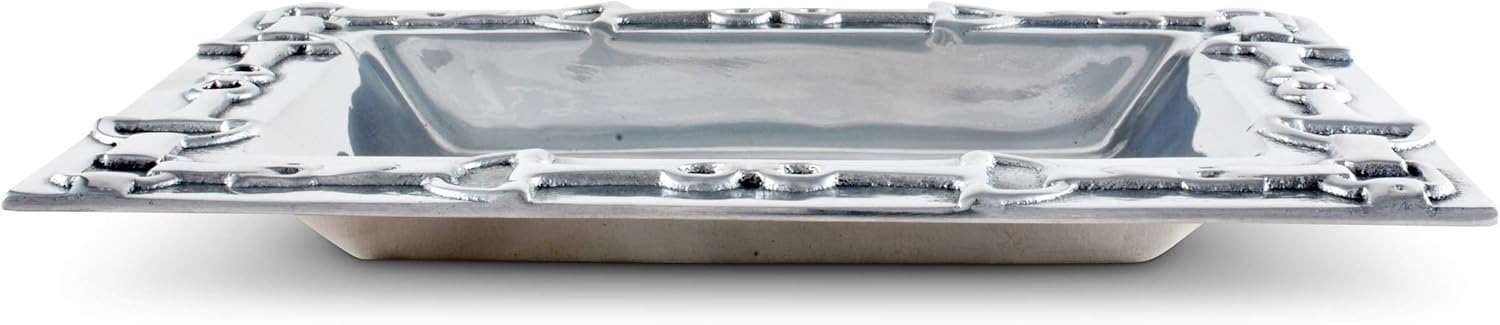Arthur Court Designs Bandeja de aluminio para servicio de alimentos ecuestres, organizador de almacenamiento de escritorio, catchall, valet, mesita
