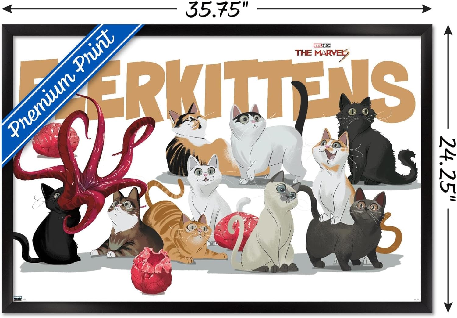 Trends International Marvel The Marvels – Póster de pared de Flerkittens, 22.37 x 34.00 pulgadas, versión enmarcada en negro