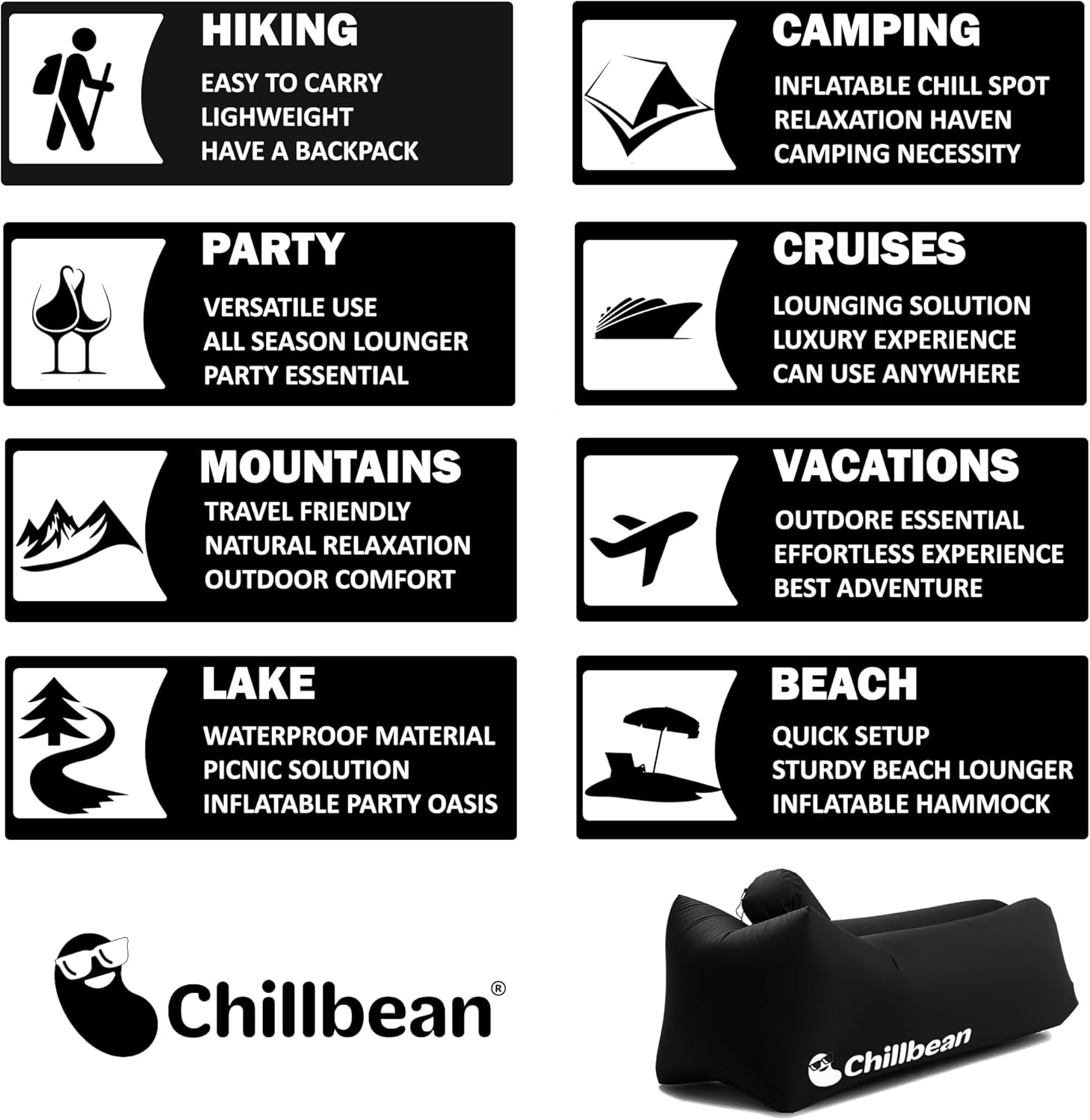 Tumbona inflable, tumbona inflable con almohada, sofá inflable de playa, sofá de nailon de una sola capa antifugas para acampar al aire libre,