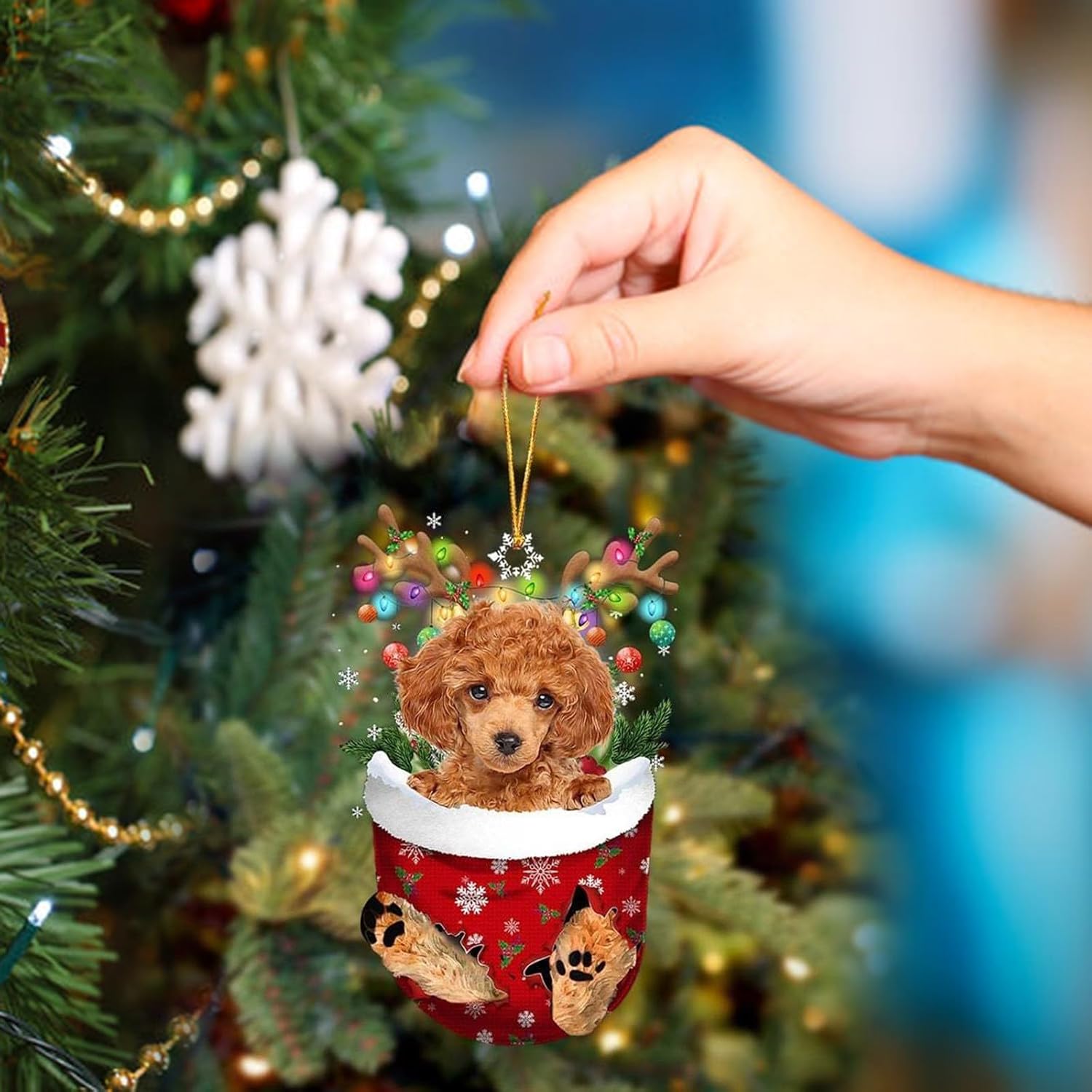 Adorno de Navidad para perros, 1 unidad, medias de Navidad acrílicas para decoración de árbol de Navidad, manualidades, guirnalda de cuentas