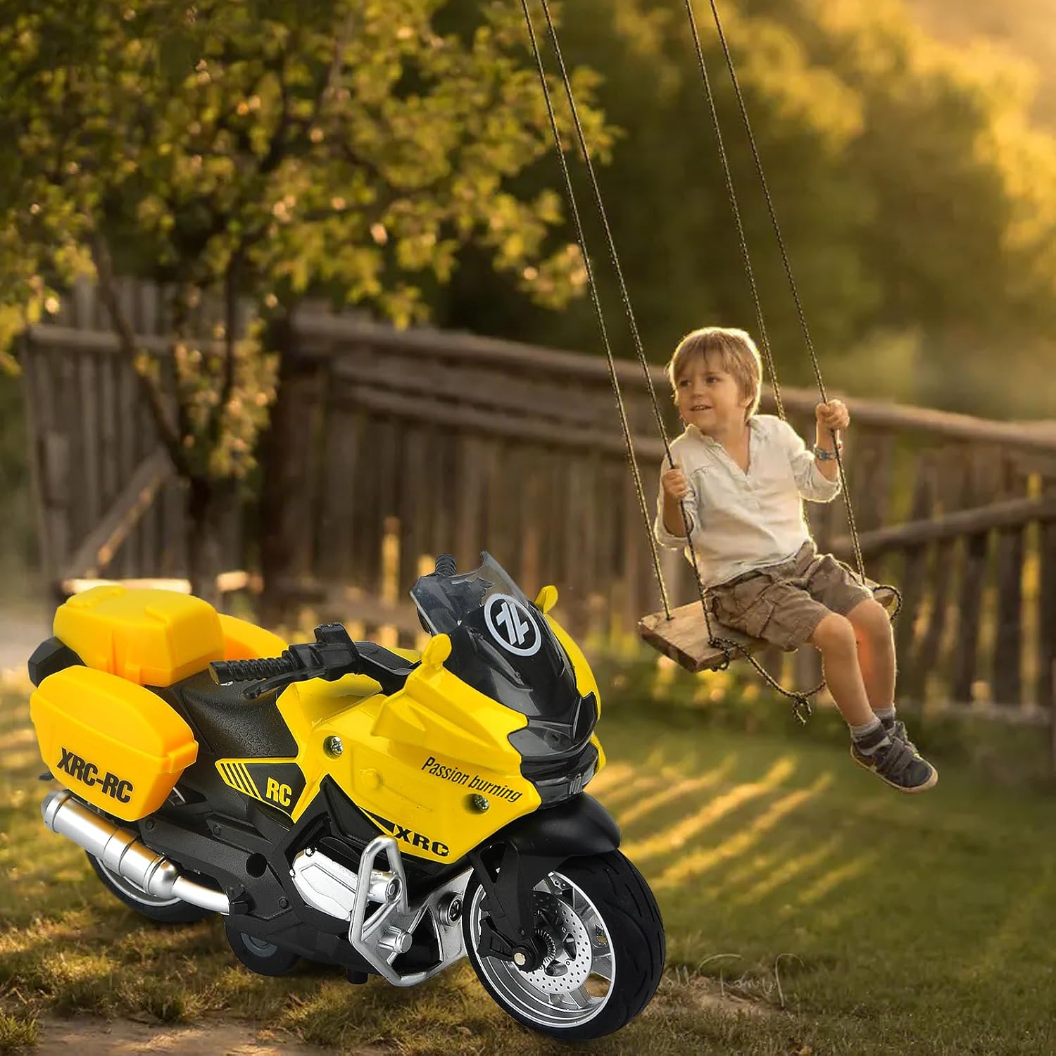 ACROFEK Juguetes de motocicleta de aleación con sonido y luz, juguetes de motocicleta fundidos a presión para niños de 3 a 5 años, gran motocicleta