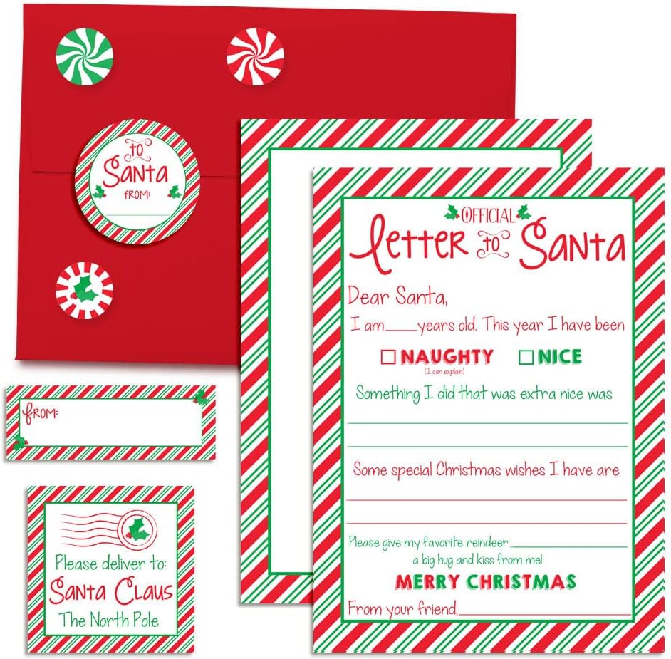 Kit oficial de Carta a Santa, 4 tarjetas de relleno de recuerdos navideños de 5 x 7 pulgadas Keep Precious Fleeting Moments Alive de alta calidad,