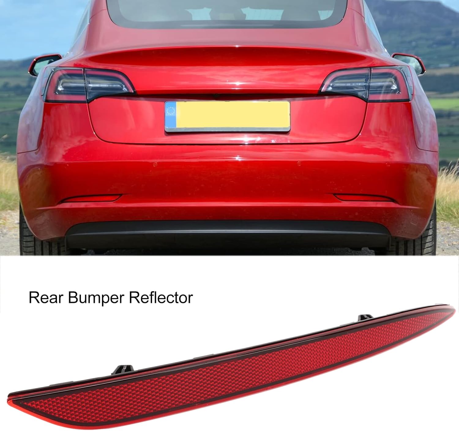 Reflector de parachoques trasero para Tesla Model 3 2017 a 2023, lente roja, luz reflectora trasera de automóvil, repuesto de luces de parachoques