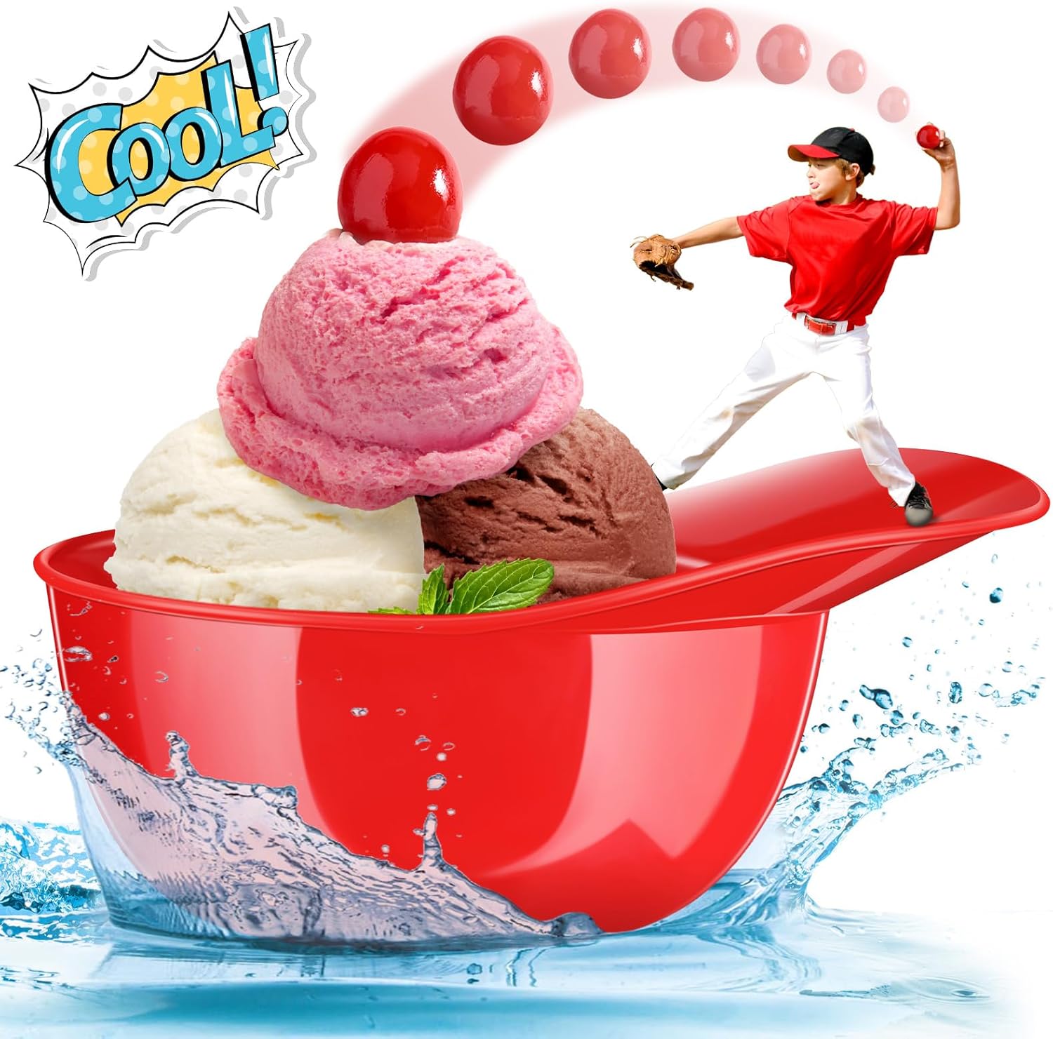 Casco de béisbol para helado de 8 onzas, mini cuencos para gorra de béisbol para niños, casco con chip para helado, cascos de plástico para fiestas