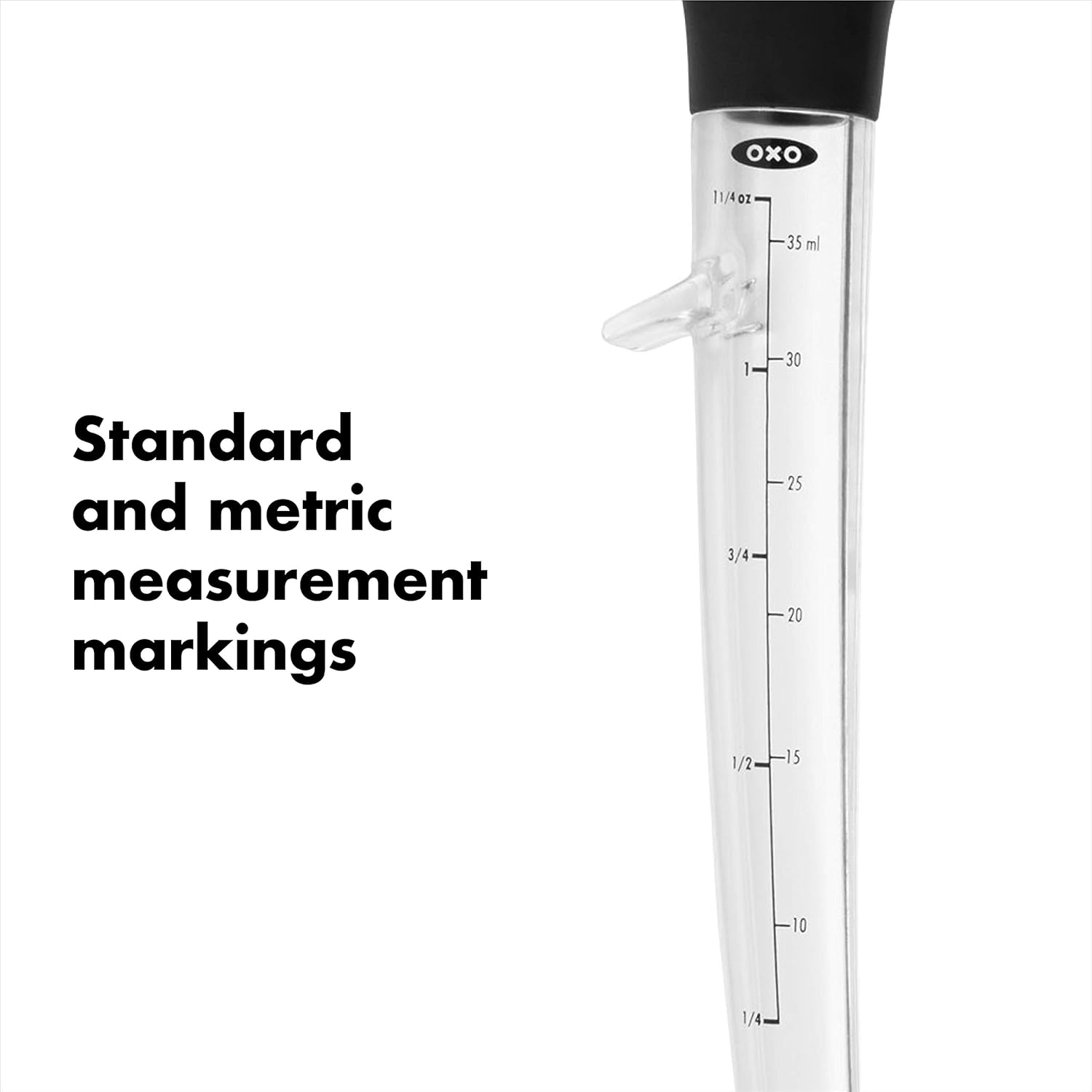 Jeringa de cocina con punta inclinada y cepillo de limpieza, de OXO, A, ClearBlack