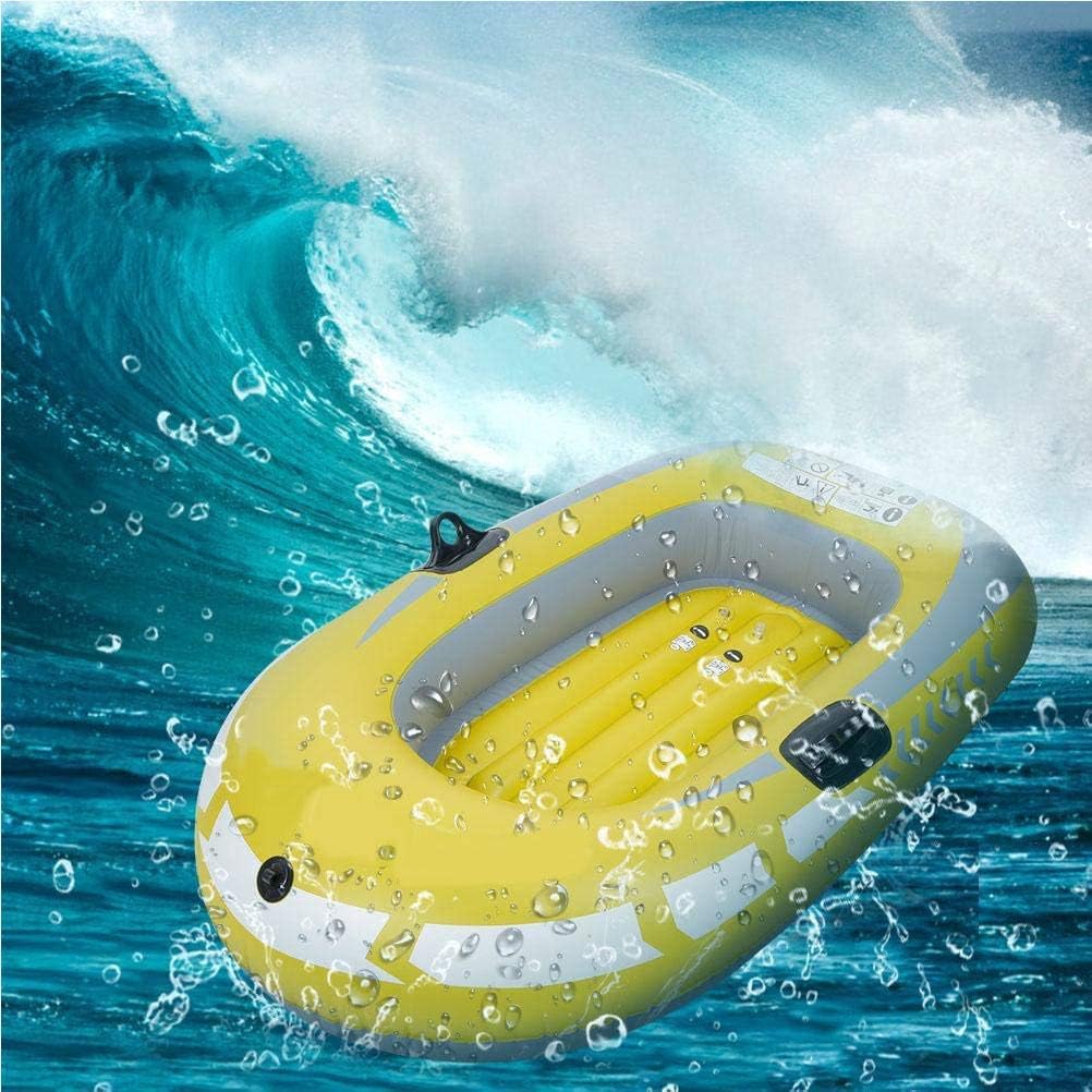 Bote inflable, PVC amarillo para 2 personas, botes inflables para adultos y niños con doble válvula, kayaks de pesca de aguas bravas para adultos y