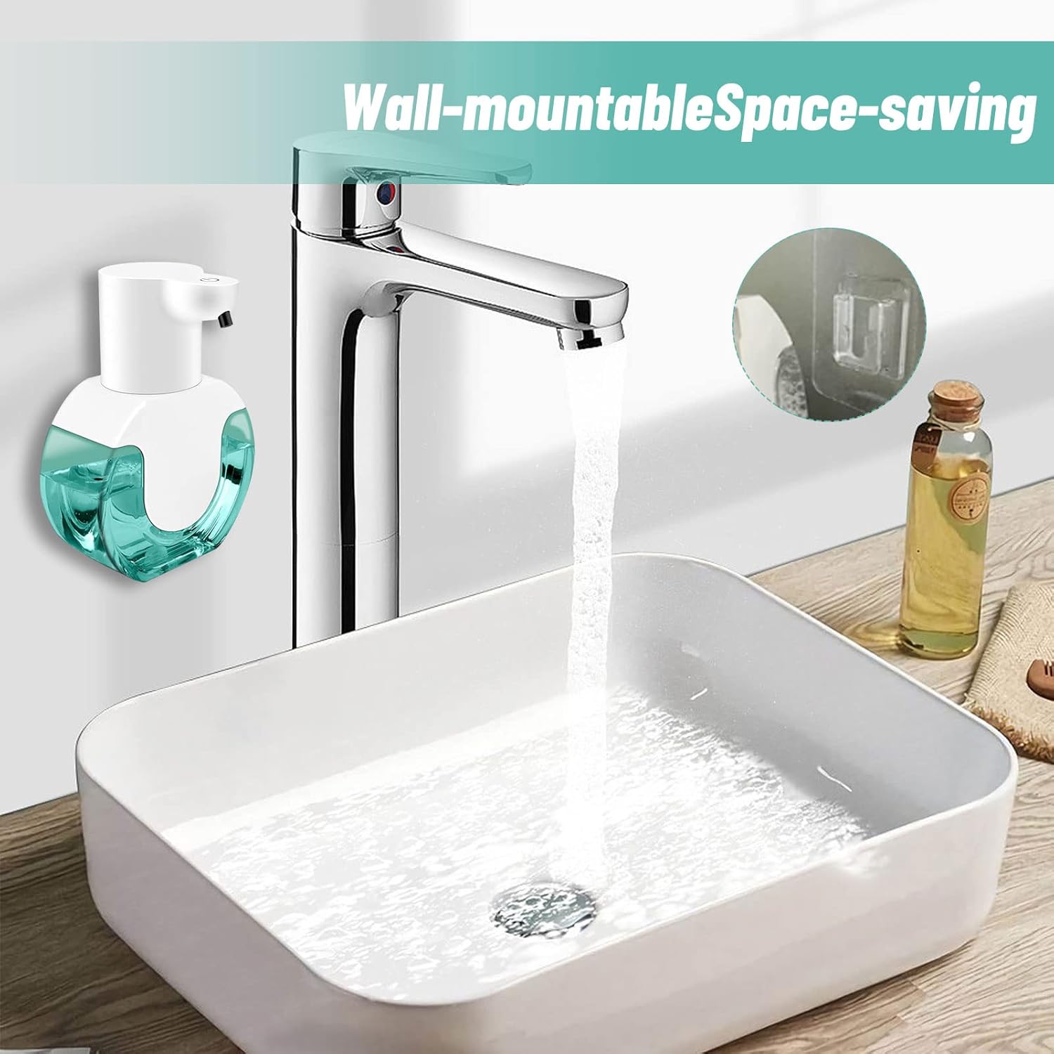 Dispensador automático de jabón líquido, dispensador de jabón sin contacto de 14.2 oz14.2 fl oz, dispensador de jabón recargable con control de 4