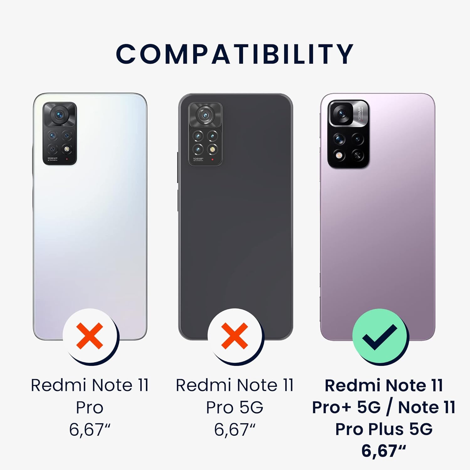 kwmobile Protectores de pantalla compatibles con Xiaomi Redmi Note 11 Pro+ 5G  Note 11 Pro Plus 5G, 3 películas transparentes ultra transparentes