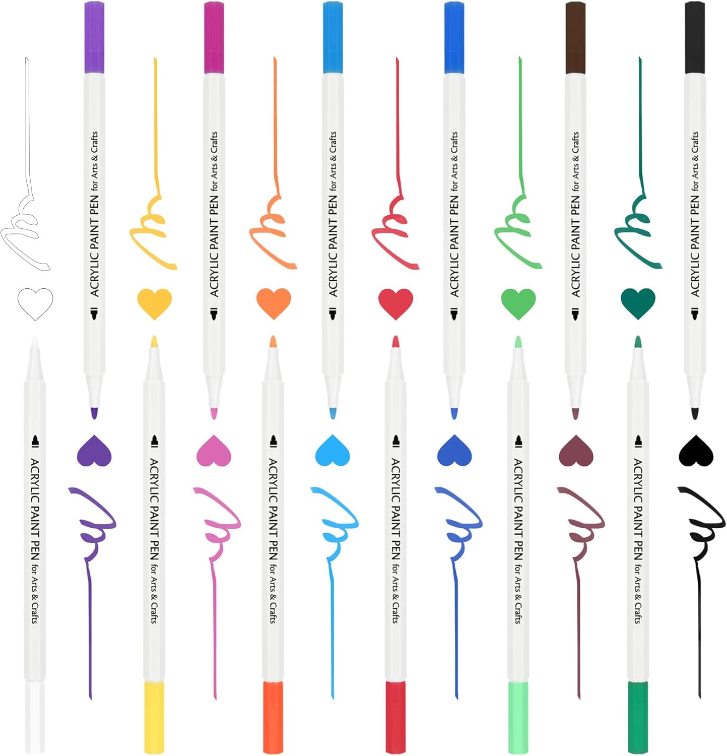 TBC The Best Crafts Bolígrafo de pintura acrílica, 12 colores, impermeable, no tóxico, inodoro, adecuado para papel, cerámica, piedras, mochilas,
