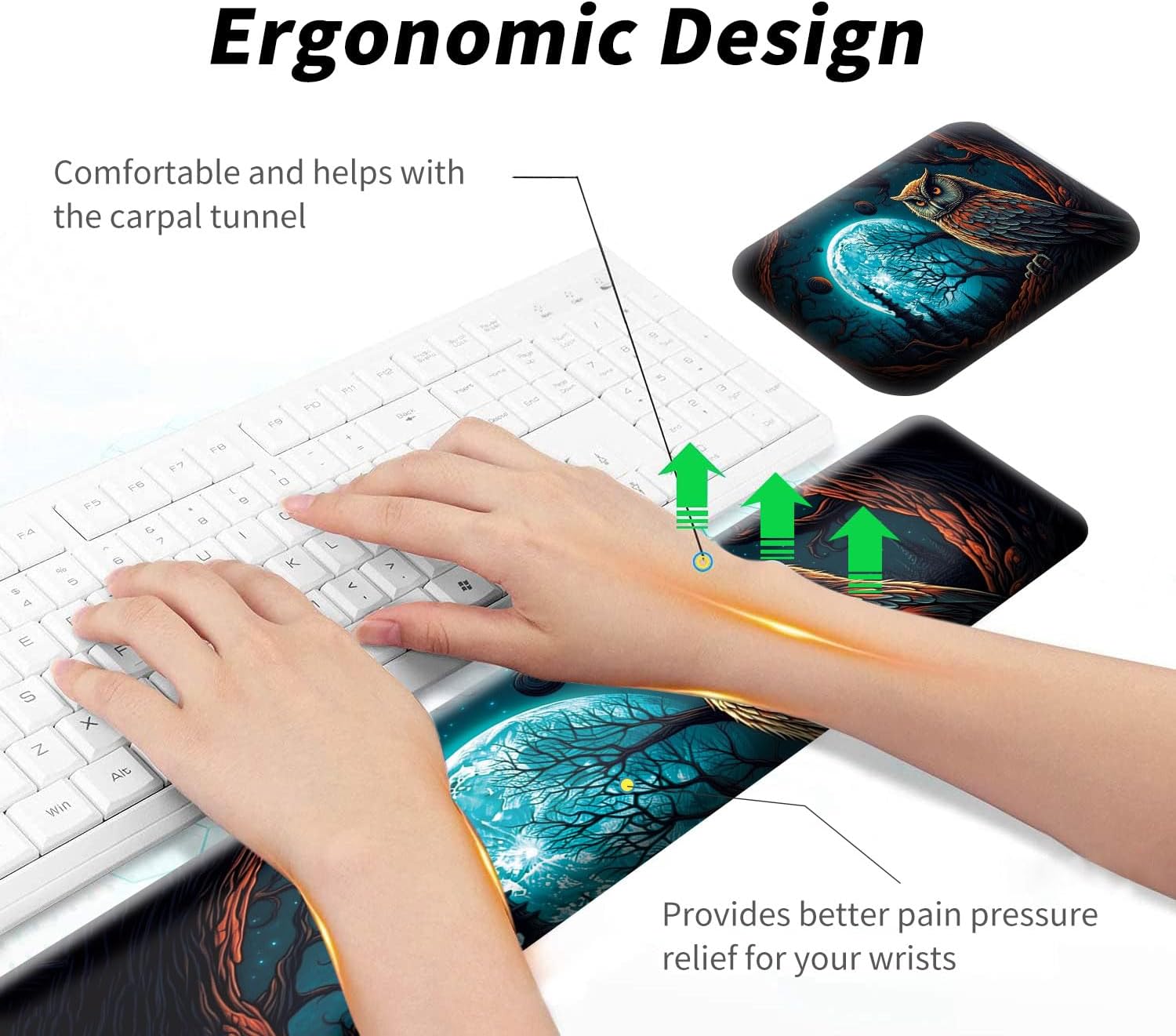 Reposamuñecas para teclado + coderas de escritorio (juego de 3 unidades), reposamuñecas de gel de espuma viscoelástica para teclado y mouse, cojín