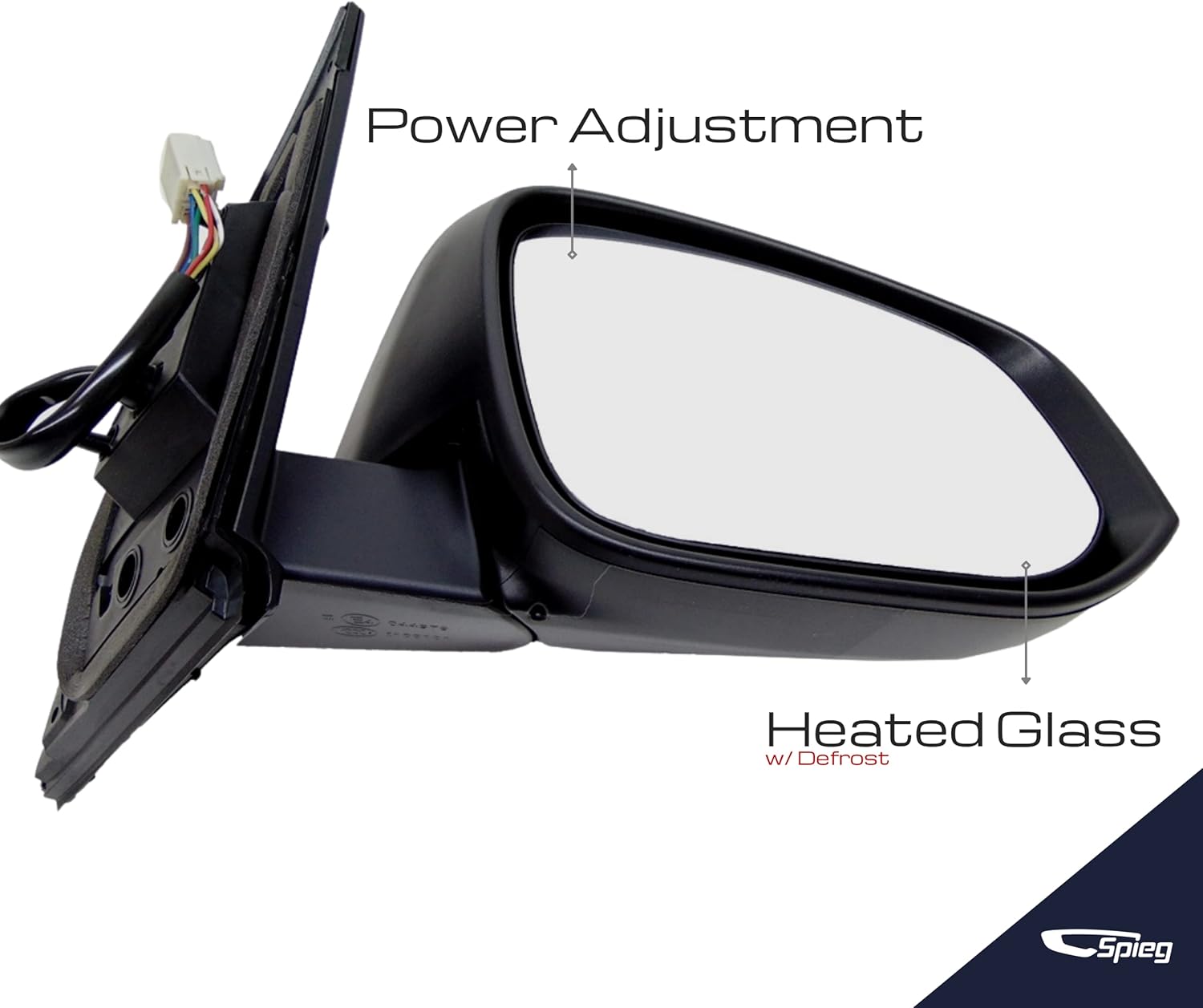 Spieg TO1321310 – Espejo de repuesto para el lado del pasajero para Toyota RAV4 2013-2015, luz de señal de giro calentada eléctrica pintable negro