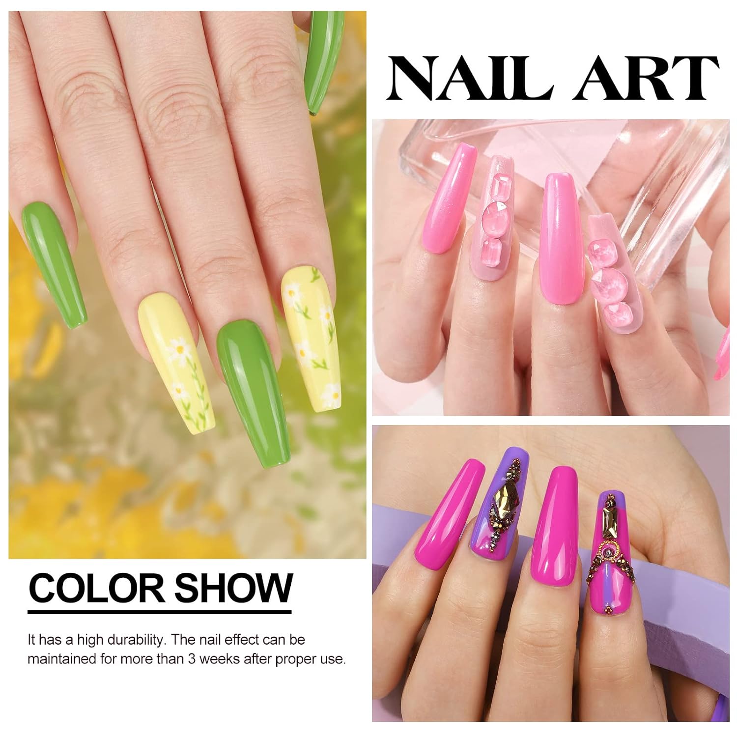 Kit de esmalte de uñas de gel con luz UV de Navidad, 3 piezas de gel de uñas de poliéster, 6 piezas, juego de esmalte de gel para todas las