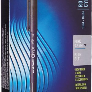 uni-ball Onyx – Bolígrafos de punta fina, 0.028 in, barril negro, tinta azul, paquete de 12 unidades uni-ball Onyx – Bolígrafos de punta fina, 0.028 in, barril negro, tinta azul, paquete de 12 unidades