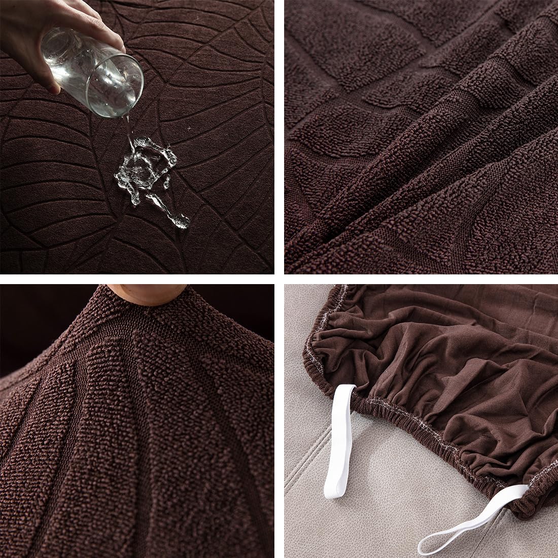 vctops Fundas repelentes al agua para sofá reclinable de 8 piezas, diseño de hojas jacquard, elásticas, suaves para sofá reclinable de 3 cojines,