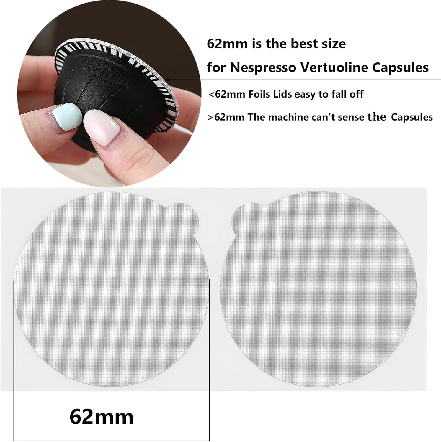 50 tapas de sellado de papel de aluminio para cápsulas de café Vertuoline, compatibles con máquina Nespresso VertuoLine, calcomanías de tapas de
