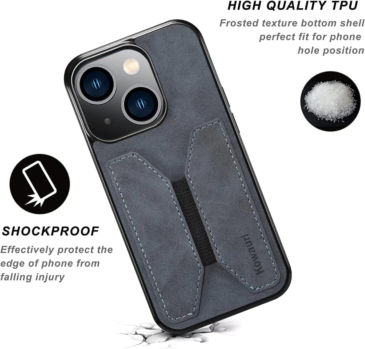 Kowauri Funda para iPhone 15 Plus, piel sintética, con ranura para tarjeta de crédito, funda protectora ultra delgada para iPhone 15 Plus (6.7