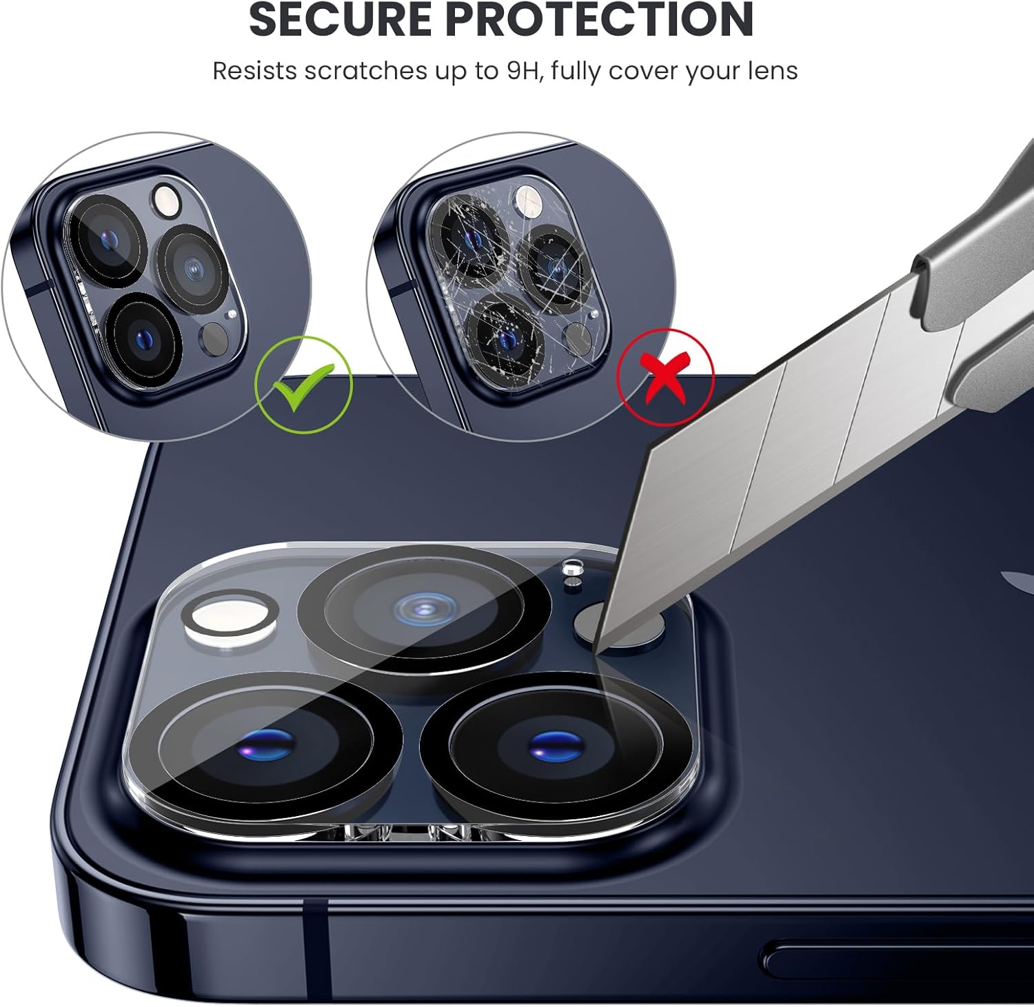 Tensea 3 piezas Protector de pantalla de cámara para iPhone 15 Pro  15 Pro Max, protector de lente de película de vidrio templado, transparente de