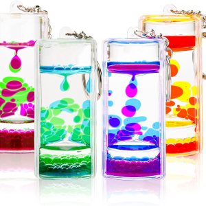 Paquete de 4 llaveros coloridos con burbujas de movimiento líquido, temporizador líquido antiestrés para juegos sensoriales, llaveros de reloj de Paquete de 4 llaveros coloridos con burbujas de movimiento líquido, temporizador líquido antiestrés para juegos sensoriales, llaveros de reloj de