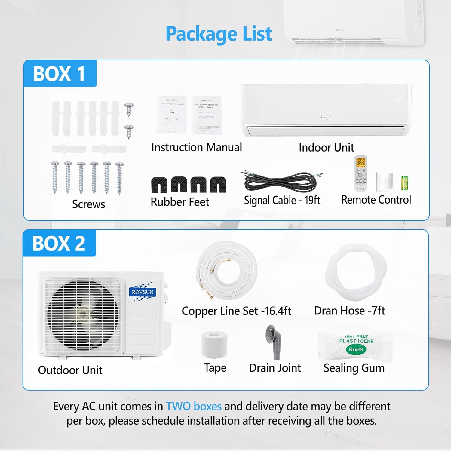 ROVSUN Sistema de calefacción mini split de 12,000 BTU habilitado para WIFI de 22 SEER con inversor, sistema dividido sin conductos de 115 V con