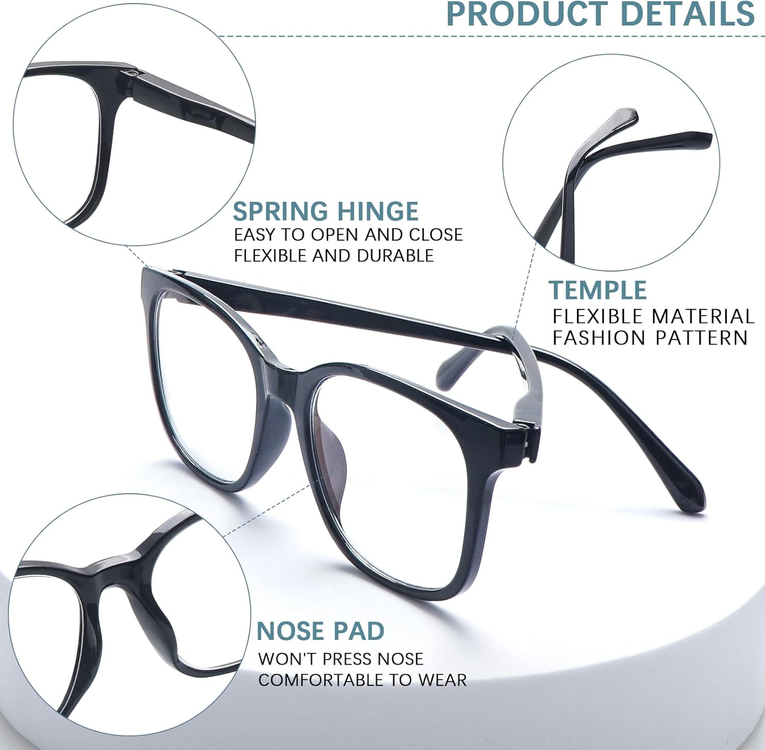 VIDEBLA Paquete de 6 lentes de lectura con bloqueo de luz azul, para mujeres y hombres, antirreflejos, antirreflejos, con funda de cuero