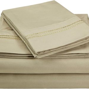 Luxor Treasures, Impressions, Series 3000, juego de 4 sábanas bordado de 2 líneas, resistente a las arrugas, Microfibra, Verdesalvia, King Luxor Treasures, Impressions, Series 3000, juego de 4 sábanas bordado de 2 líneas, resistente a las arrugas, Microfibra, Verdesalvia, King