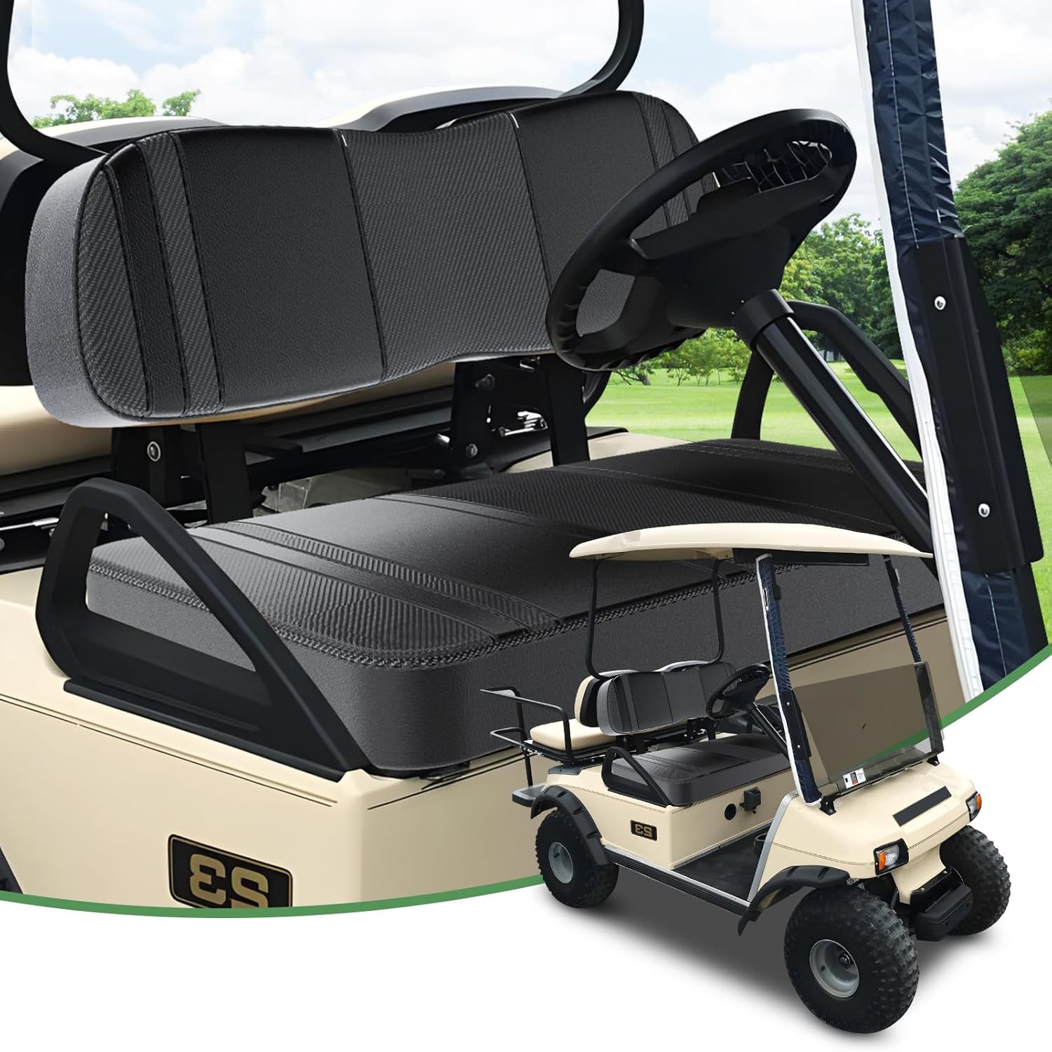 T TGBROS Fundas de asiento de carrito de golf para Club Car DS OEM, fundas de asiento ordinarias para carrito de golf, kit de cojín de asiento